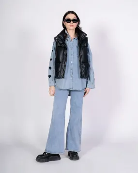 Camicia in jeans con maniche ricamate