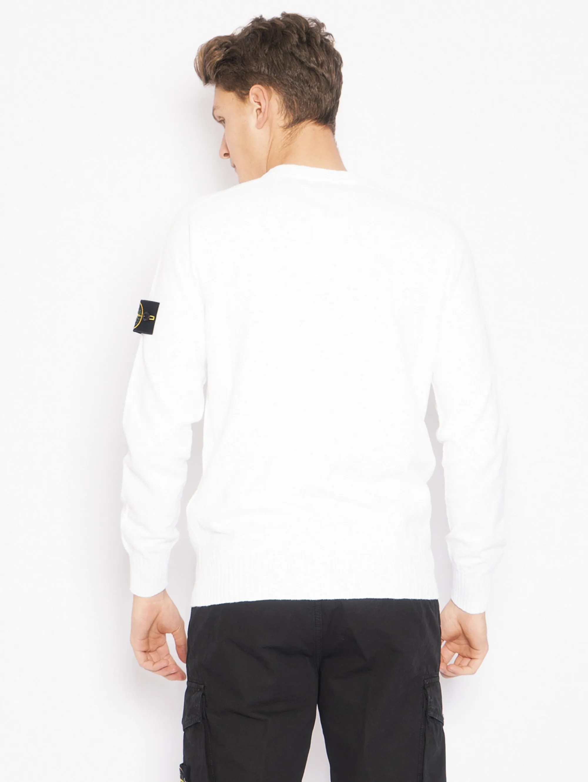 Felpa con Patch Logo Bianco