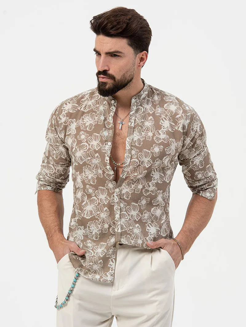 GRAYSON CAMICIA BEIGE CON FANTASIA 