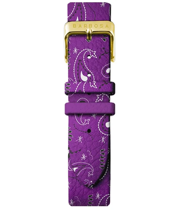 OROLOGIO BIANCO dm. 36,5 PELLE STAMPA BANDANA VIOLA