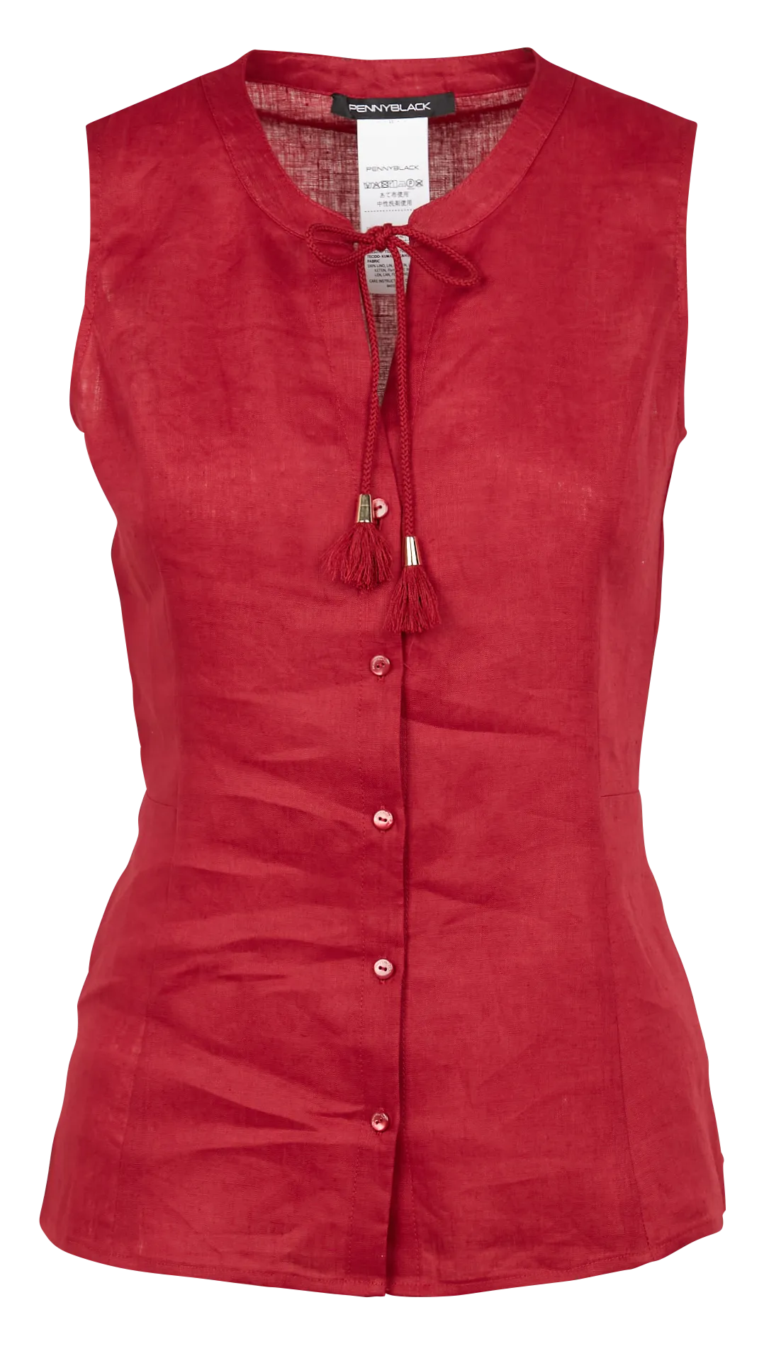  PENNYBLACK   Camicia scollo tondo in lino | Rosso