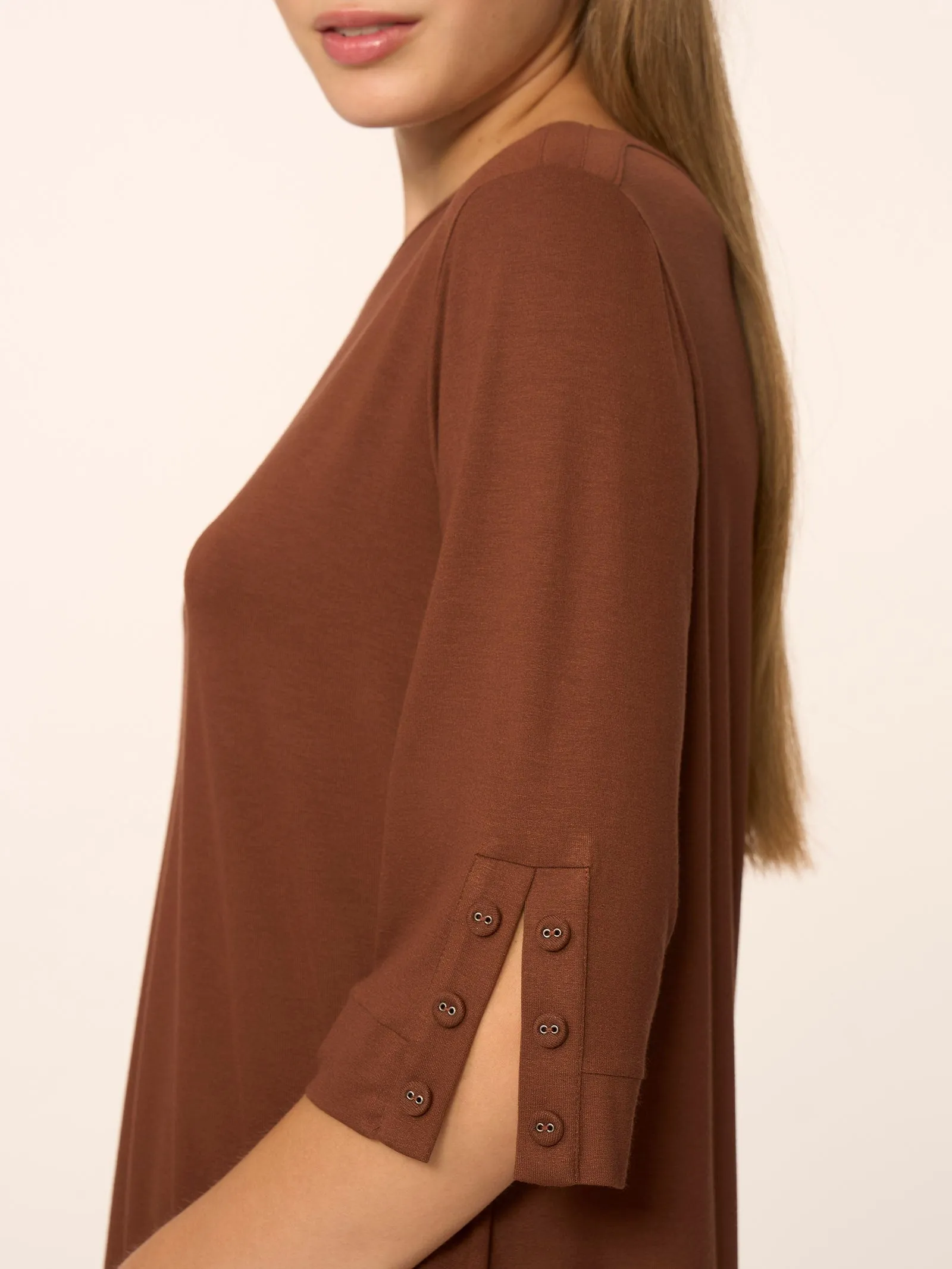 T-shirt con bottoni in Viscosa Summer  - Golden Spice
